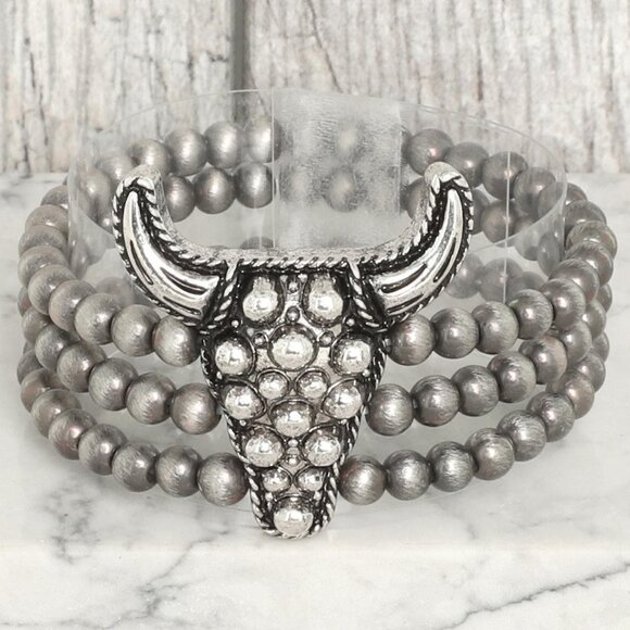 Western Bubble Steerhead Bead Bracelet - Picture 1 of 2